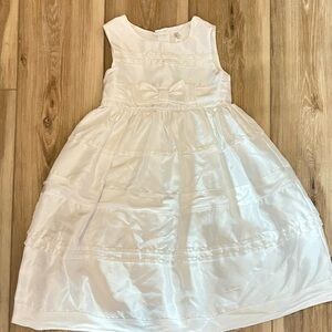 Cherokee White Bow-Front Satin Party Dress
